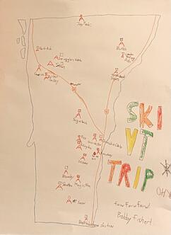 Calvin's hand drawn map of Vermont's Ski Areas